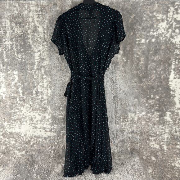 Lane Bryant Plus Sz 18 Polka Dot Whimsigoth Witchy Midi Wrap Dress Semi Sheer - Picture 3 of 9